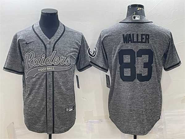 Men's Las Vegas Raiders #83 Darren Waller Gray With Patch Cool Base Stitched Baseball Jersey